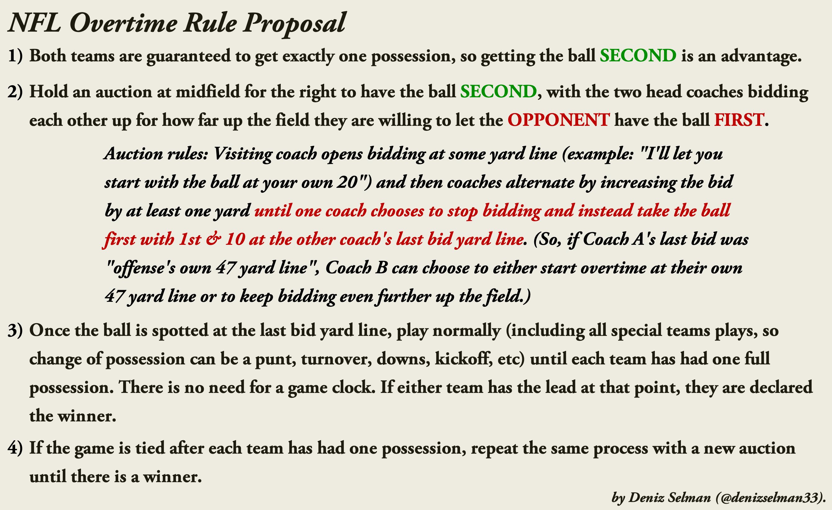 Deniz Selman on X: 'Here is my #NFL overtime rule proposal. It is