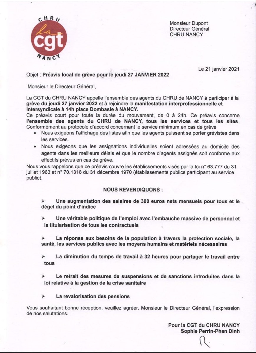 CGT_CHRU_NANCY's tweet photo. Tous ensemble, en grève et dans la rue jeudi 27 janvier !
Rdv à 14h, place Dombasle à Nancy✊ #CGT #CGTCHRUNancy #CHRUNancy #Manifestation #Greve27janvier https://t.co/Uq63lhBqLw