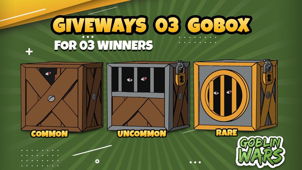 GoblinWarsNFT's tweet photo. https://t.co/maTSIE2sw2
🔥Goblin Wars #play2earn #NFTGiveway 
💰RARE, UNCOMMON &amp; COMMON for 3 first and 3 COMMON for random first 200.

🗓Start 01/24/2022, End 01/28/2022, Announce results: 01/29/2022, Reward: 02/01/2022

🔥Game running, mining mode released, it's paying🔥 https://t.co/x8oXUPVVBu