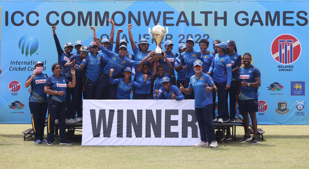ICC's tweet photo. ๐ฑ๐ฐ Sri Lanka have defeated Bangladesh by 22 runs to qualify for the 2022 Commonwealth Games in Birmingham! ๐ https://t.co/Hti5HFkqQ7