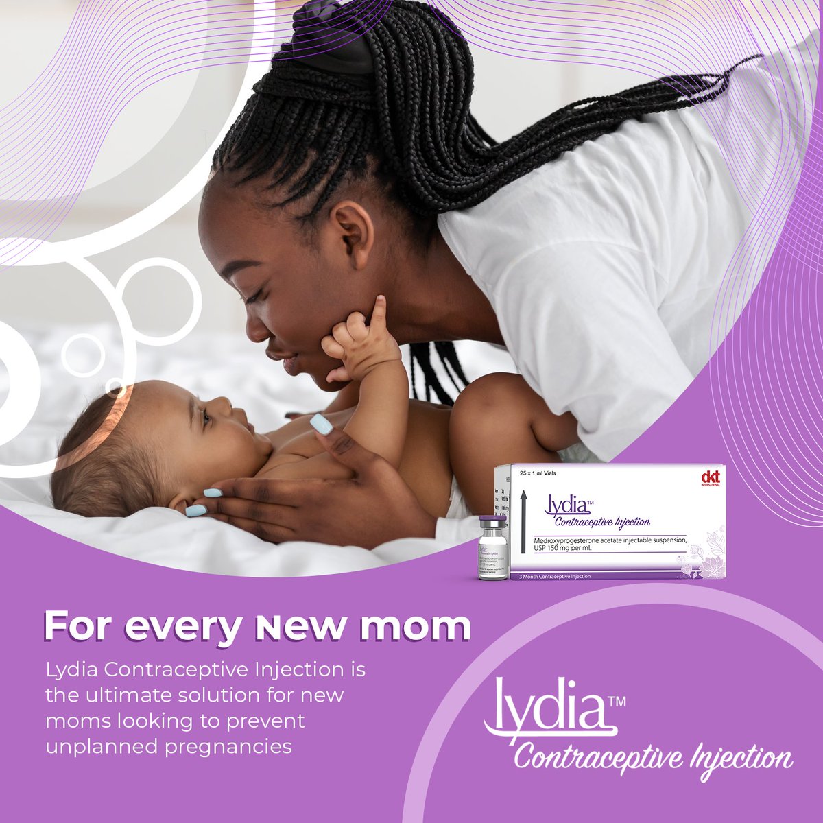 LydiaEA_'s tweet photo. Every new mom needs to adequately recover after having a newborn. With Lydia injectable contraceptive, you can do just that by preventing untimely pregnancy for three months.
#BeALydiawoman #lydiaContraceptives https://t.co/V3yQKnBiHM