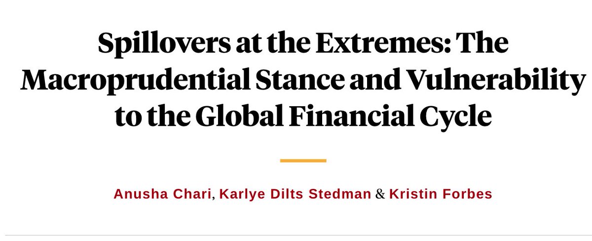 MacroPru's tweet image. #Spillovers at the Extremes: The #Macroprudential Stance and Vulnerability to the Global Financial Cycle @nberpubs @anusha_chari @KristinJForbes @DiltsStedman nber.org/papers/w29670
