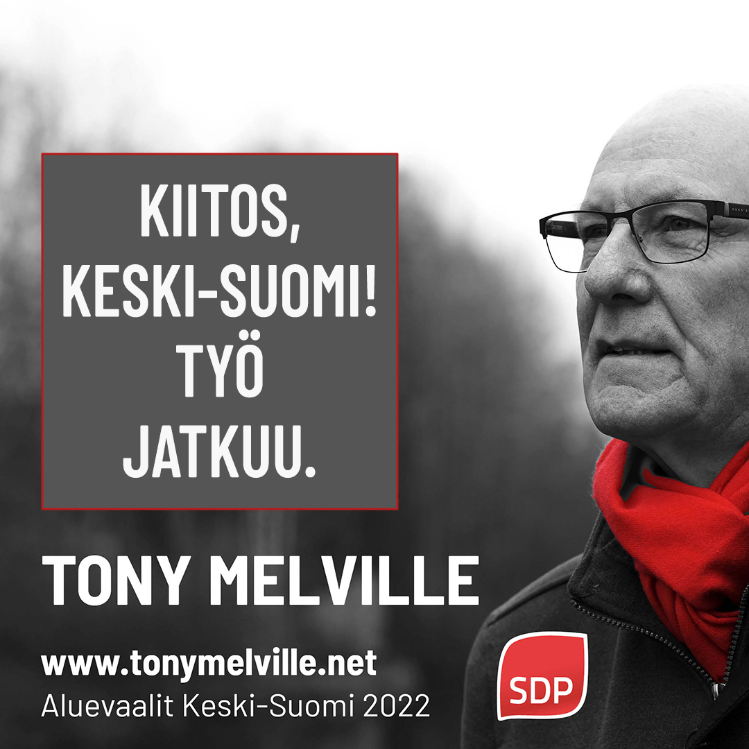 Arvoisat keskisuomalaiset, kiitän lämpimästi tuesta ja luottamuksesta.
Many thanks to all in Central Finland who placed their faith in me.