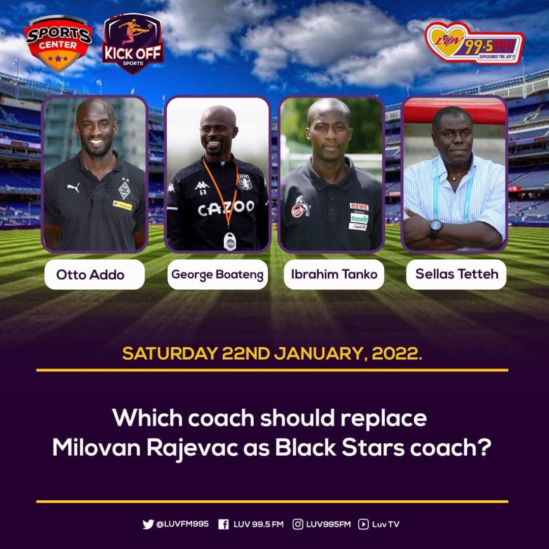 JoyNewsOnTV's tweet photo. Which coach should replace Milovan Rajevac as Black Stars coach?

Tweet with the hashtag #AMShow https://t.co/lnYyEymskW
