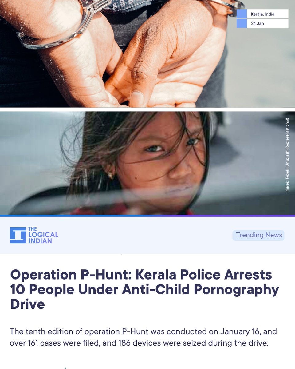 LogicalIndians's tweet photo. #Kerala: In a huge success, Kerala police have arrested ten people as part of operation P-Hunt in a determined effort to deal with child sexual exploitation and child pornography.
#childabuse #crime #OperationPHunt #Kerala #India https://t.co/xRHm4mBX42