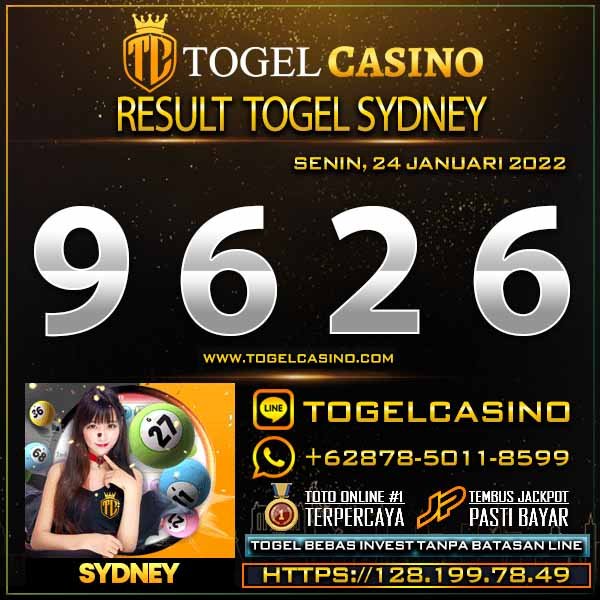 Togel Casino | Bandar Togel Online | Live Casino On Twitter: "Hasil Pengeluaran  Sydney Senin, 24 Januari 2022 Result : 9626 Shio : Tikus Selamat Para  Pemenang Jp #Togelcasino #Casinotogel #Togelsingapore #Togelsingapura #