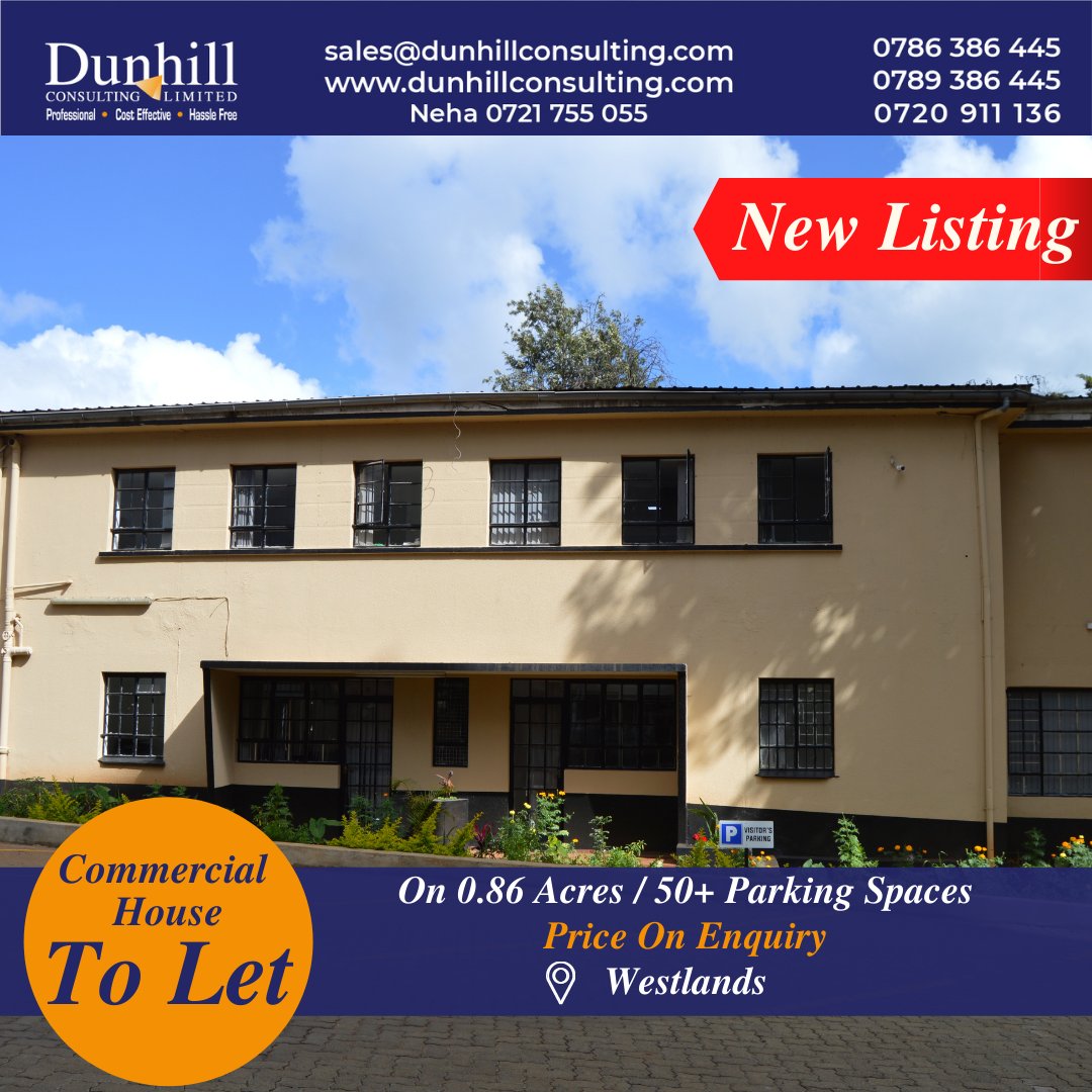 📞0789 386 445 / 0786 386 445 / 0720 911 136

#officetolet #officespace #workspace #commercialhouse #dunhillconsulting #tolet #officespacetolet #nairobi #kenya #westlands #justlisted #commercialtolet #commercial #realtor #propertyagents #professional