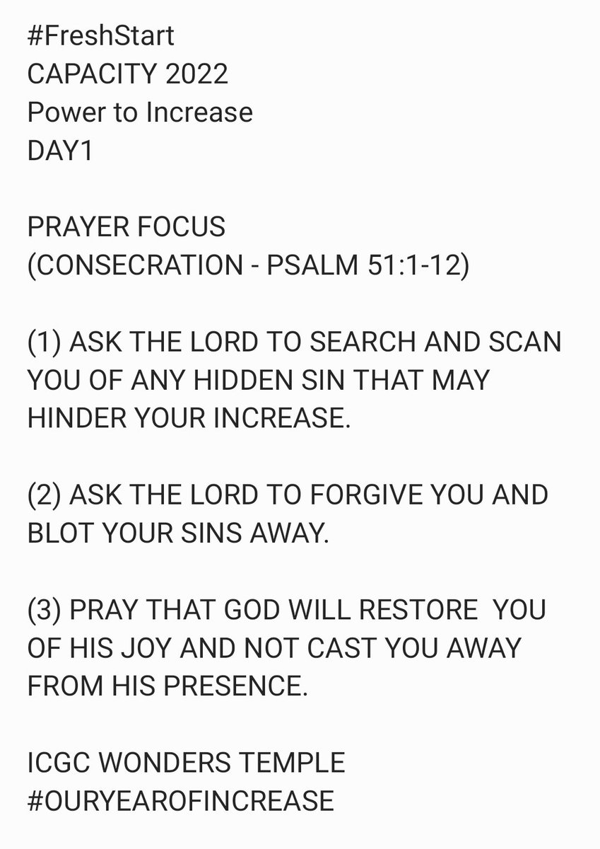 wonderstemple's tweet photo. Day 1️⃣ of Power to Increase #FreshStart2022
#WeAreICGC #icgcwonderstemple #icgcworldwide https://t.co/6sWdrY677A