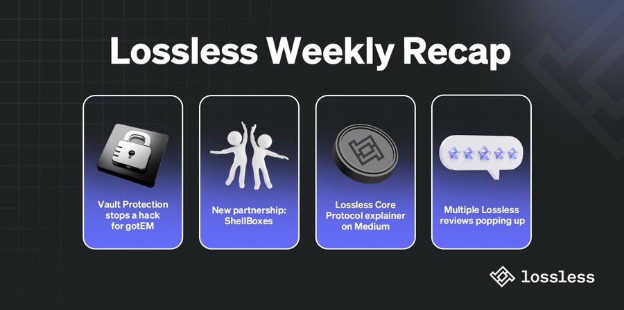 CryptoWinkle's tweet photo. Productive Week For @losslessdefi🔥

💁‍♂️Take a look at what all has been achieved👇
✅Vault protection stops a hack
✅New partnership X #Shellboxes
✅#LSS core protocol explainer on medium
✅Multiple #LSS reviews popping

$LSS #Privacy #DeFi  #Crypto #BTC https://t.co/EIV0uizxzB