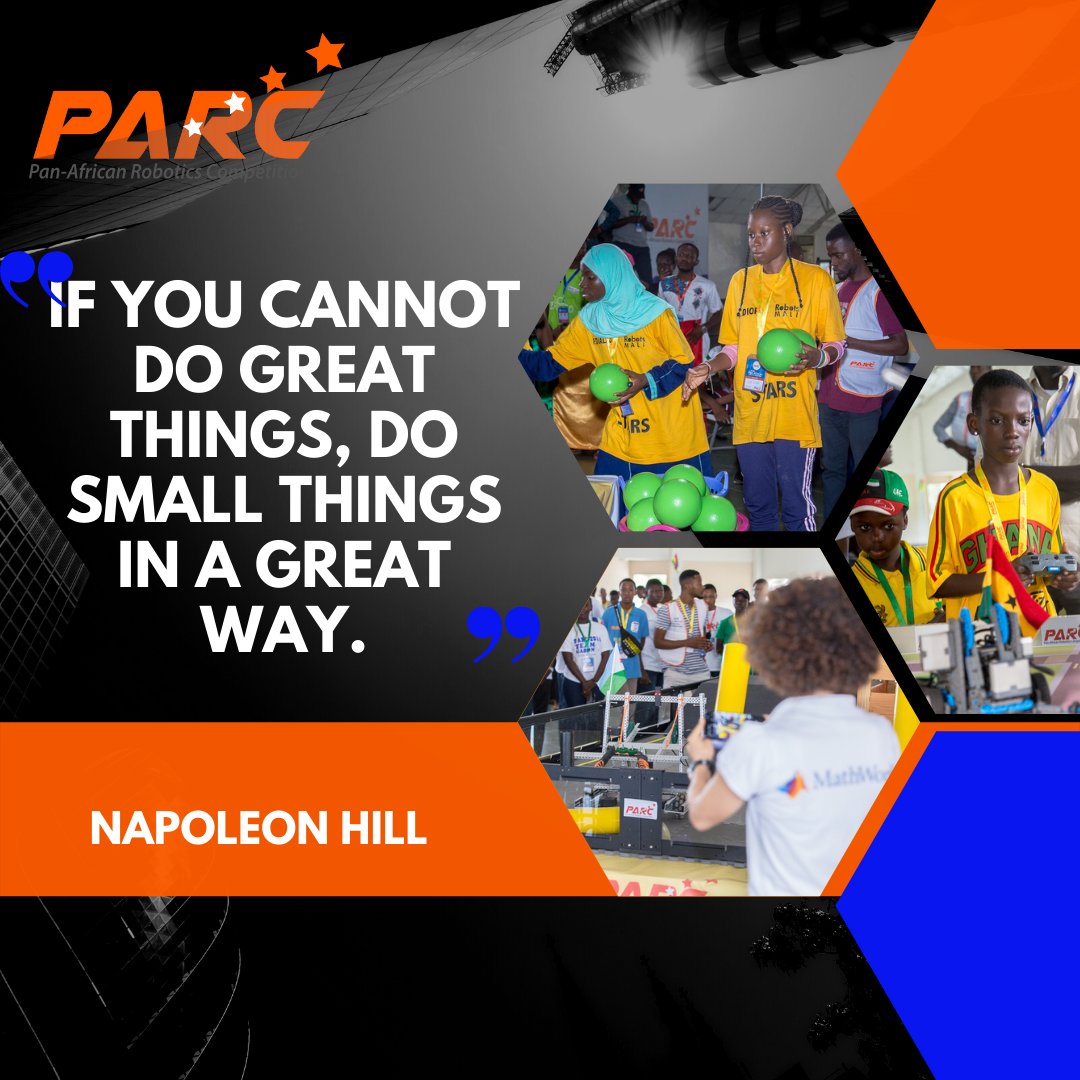 ParcRobotics's tweet photo. Do not be discouraged if you donβt accomplish your biggest goal at first. Start by doing small steps that can help lead you toward your major goal.
#PARC #PARCRobotics #AfricanYouth #PanAfrican #Robotics #TransformEducation #sustainableimpact #Senegal #PARC2022 #YouthRobotics https://t.co/TFLzznjODu