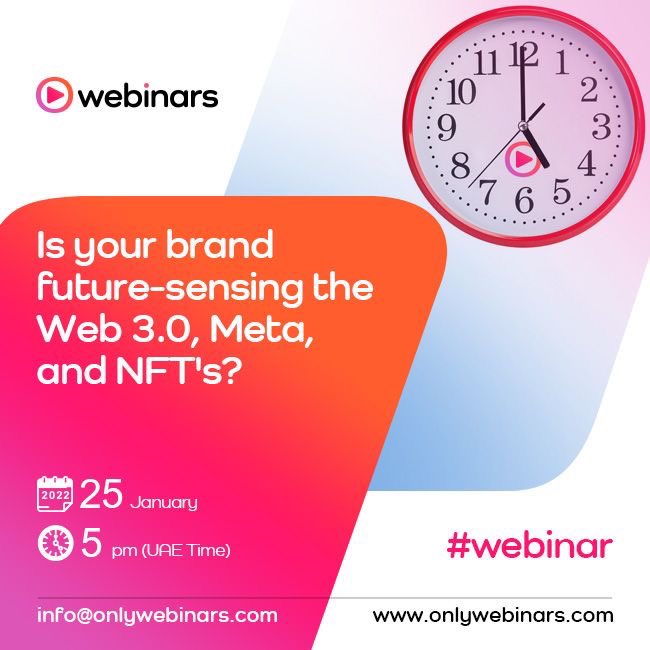 Just over two months ago the Collins Dictionary named "NFT" as its Word of the Year 2021. 
And more importantly, do you know what it means to your business?
Join us for Xfactor;
Jan 25, 2022 at 5pm UAE
Register now at lnkd.in/dBqjxdBZ
#webinar