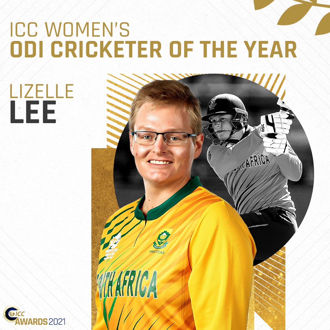 ICC's tweet photo. 🥇 Top-ranked Women's ODI batter in the ICC Rankings, Lizelle Lee is the 2021 ICC Women's ODI Cricketer of the Year 🙌

More 👉 https://t.co/iRwDhsGIud https://t.co/wk1pNcrnon