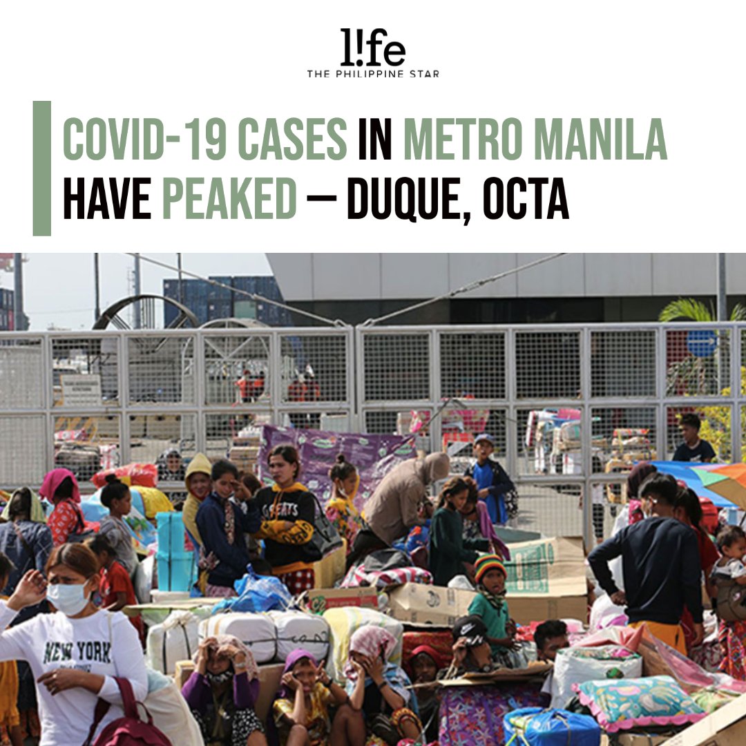 philstarlife's tweet image. The number of COVID-19 cases in the National Capital Region has peaked, Health Secretary Francisco Duque III. This comes days after Metro Manila logged its highest daily infection count of 18,700 cases on Jan. 10. 

Read more: bit.ly/3fPkvwz

#AlertLevel3 #Omicron