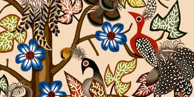 Cite_Soreze's tweet photo. Ici, deux oiseaux dans un #arbre aux #fleurs bleues et aux feuilles écaillées comme de la porcelaine forment un détail de la #tapisserie "L'arbre d'émail". Une #tapisserie qui fait partie d'une série de #DomRobert dédiée au thème : Les arbres aux #oiseaux. #musee #tarn https://t.co/J1tF43eQZt