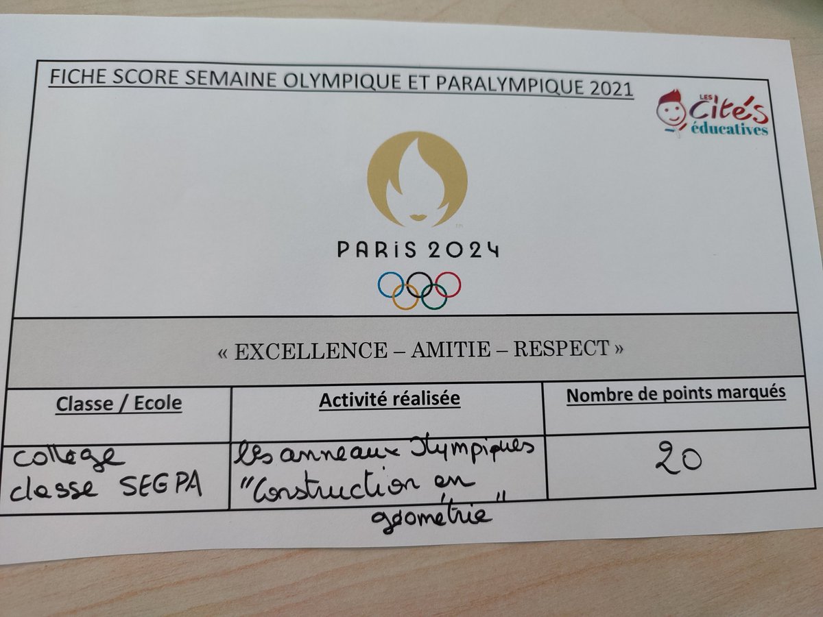 Cite_educBehren's tweet photo. #SOP202 20 pts remportés par les élèves de SEGPA "Construction géométrique : les anneaux olympiques" 🏆#90/2024🏆 @LPHurlvenentBLF  @de_stephh  @HuartJean  @Dsden57  @CelinePlontz_M  @nellybodo @Paris2024  @SabriZeghib @jf_jourdain https://t.co/rMdZfgHEZI