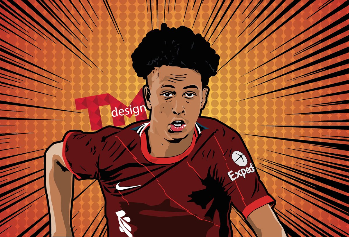 ManicMilner's tweet photo. Working on this new @kaidegordon10 illustration - still a bit of work to do but happy with it so far #KaideGordon #Lfc https://t.co/Gy6xcSw8JJ