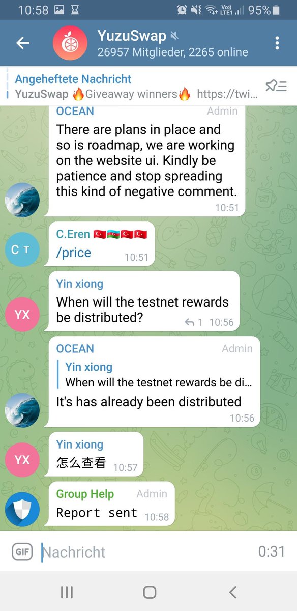 TradersMasked's tweet photo. @Yuzu_Swap I wrote on telegram that the design of Yuzu Swap still has bugs and we need a clear roadmap. Because it was critical, it was deleted and I was kicked out. Is this the way you work with your clients? #yuzuswap https://t.co/pSnR52ISrA