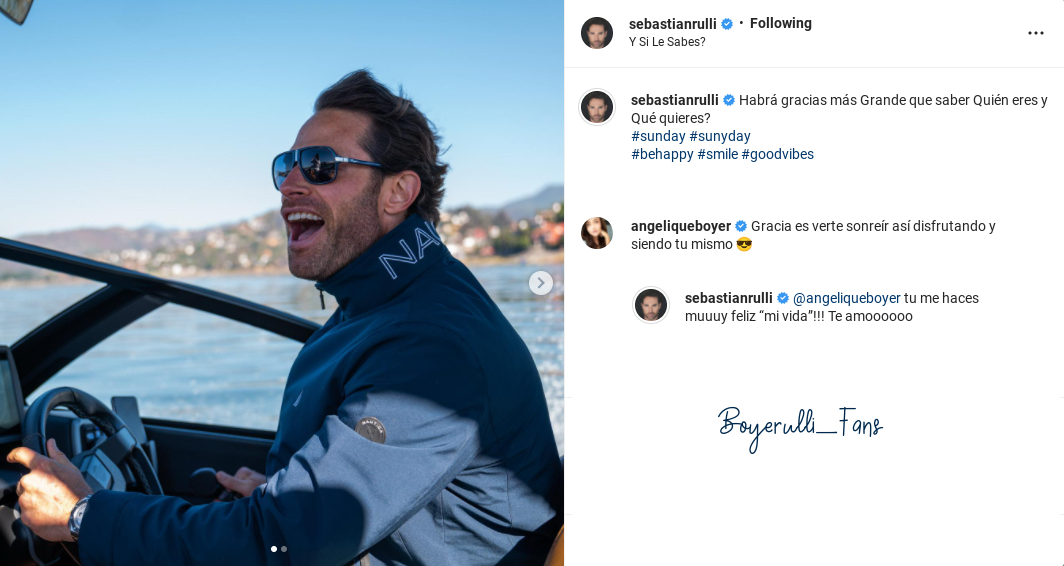 Boyerulli_Fans's tweet photo. S: Habrá gracias más Grande que saber Quién eres y Qué quieres? A: Gracias es verte sonreír así disfrutando y siendo tu mismo 😎 S: Tu me haces muuuy feliz “mi vida”!!! Te amoooooo #Boyerruli https://t.co/rYs07GEGcM