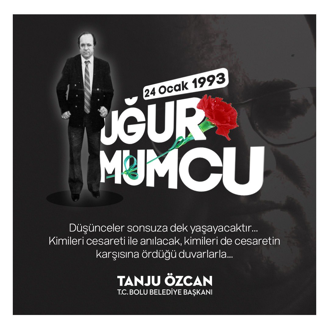 Kimileri cesareti ile anılacak, kimileri de cesaretin
karşısına ördüğü duvarlarla…Katledilişinin yıldönümünde saygı ve rahmetle anıyorum #UğurMumcu