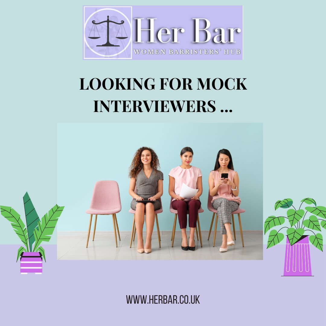 HerBarLtd's tweet image. **PUPILLAGE/ INN SCHOLARSHIP INTERVIEWERS REQUIRED**

Would you be willing to give up 30 mins of your time to interview an aspiring woman barrister? Please email contact@herbar.co.uk to volunteer!

Sharing is caring!

#womeninlaw #pupillage #support #interviews