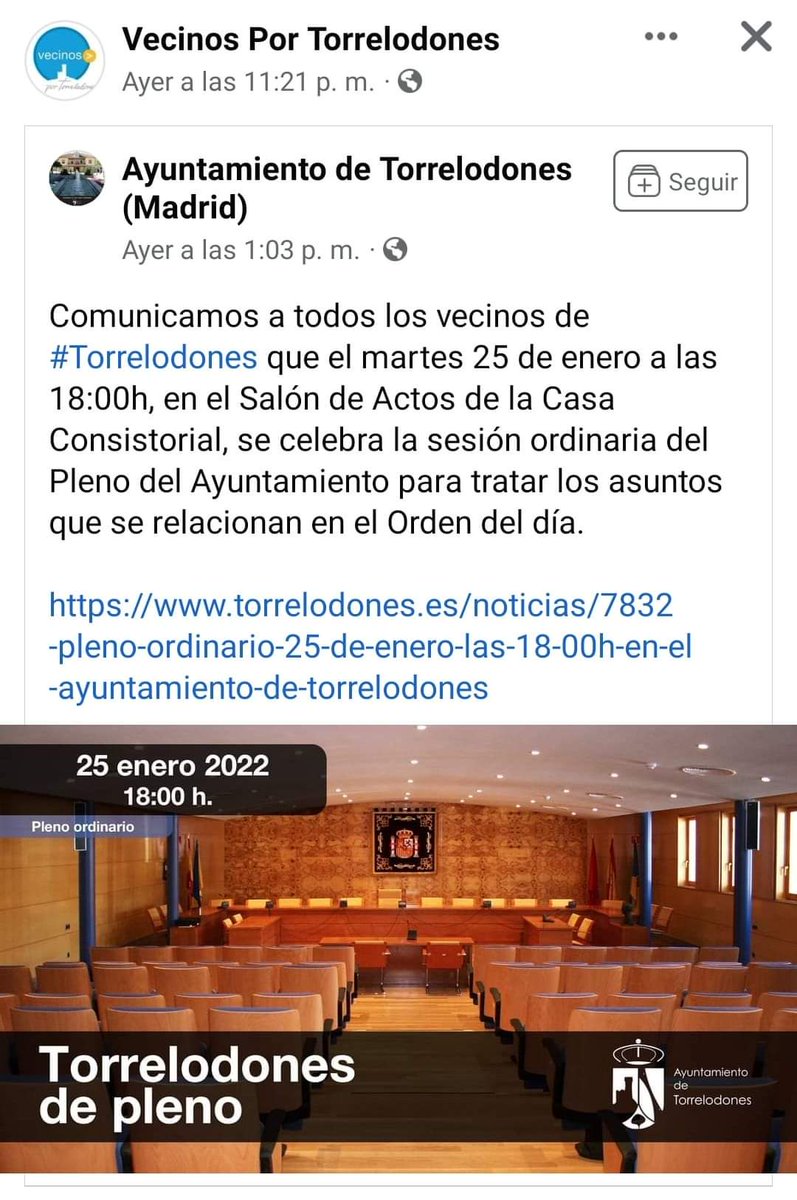 vecinosporrivas's tweet photo. ¿Cómo? ¿Un ayuntamiento que publica en sus RRSS el pleno municipal y su orden del día 4 días antes? ¿En serio? Igualito que en #Rivas, donde no te dejan acudir al pleno ni hacer preguntas durante 15 meses🤦‍♀️

#OtroRivasEsPosible @vxtorrelodones #RivasVaciamadrid #RecuerdaloEn2023 https://t.co/JVvfahg8Jr