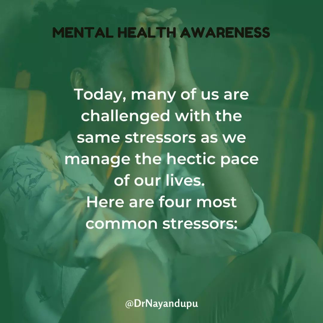 drnayandupu's tweet photo. Happy New Week Everyone!
Many of us are challenged with the same stressors as we manage the hectic pace of our lives. Here are four most common stressors.
#mentalhealth #mentalillness #health #mentalhealthfact #psychologicaltips #stressors #neurologicalhealth #mentalhealthtips https://t.co/v2rVDNCi0K