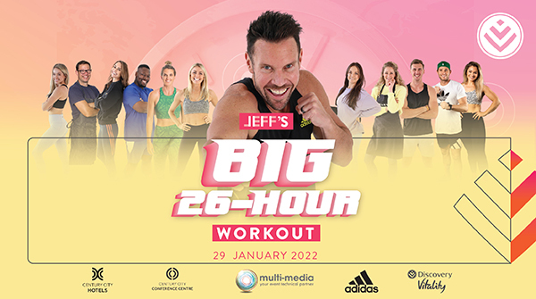 Crush your goals for a good cause with JEFF’s BIG 26-Hour Workout powered by Vitality. Plus, earn 300 Vitality fitness points and meet Discovery Vitality Ambassador <a href="/TRSchoenmaker/">Tatjana Schoenmaker</a>. 
Join for FREE now! discv.co/JEFF26