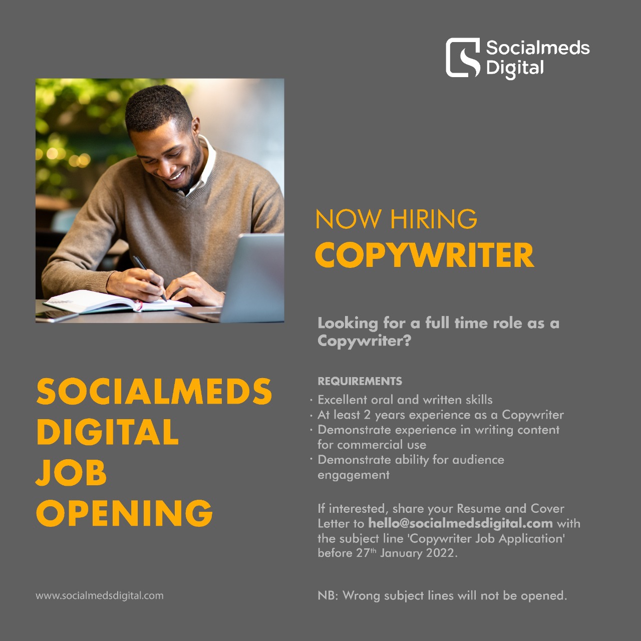 Socialmeds Digital on X: &ldquo;Job Vacancy! We are looking for a 