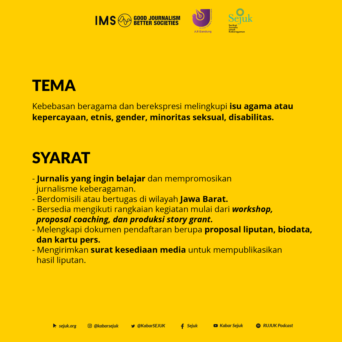 KabarSEJUK's tweet photo. KAMI KEMBALI LAGI KE JAWA BARAT!!

Tahun 2021 banyak menyisakan kasus intoleransi dan diskriminasi di Jawa Barat. Gereja sulit mengantongi izin pendirian rumah ibadah, larangan beribadah bahkan perusakan rumah yang dijadikan tempat ibadah masih terus terjadi. https://t.co/sSVcVRWbLq