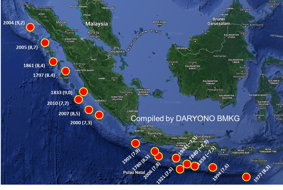 daryono_eq_talk's tweet photo. Deretan peristiwa gempa yang bersumber di Zona Megathrust Sunda, bagian dari proses alam, yang sebenarnya kita dapat mengurangi risikonya, kita dapat selamat jika bersungguh-sungguh dalam menyiapkannya. https://t.co/uJl9Ui3AFA