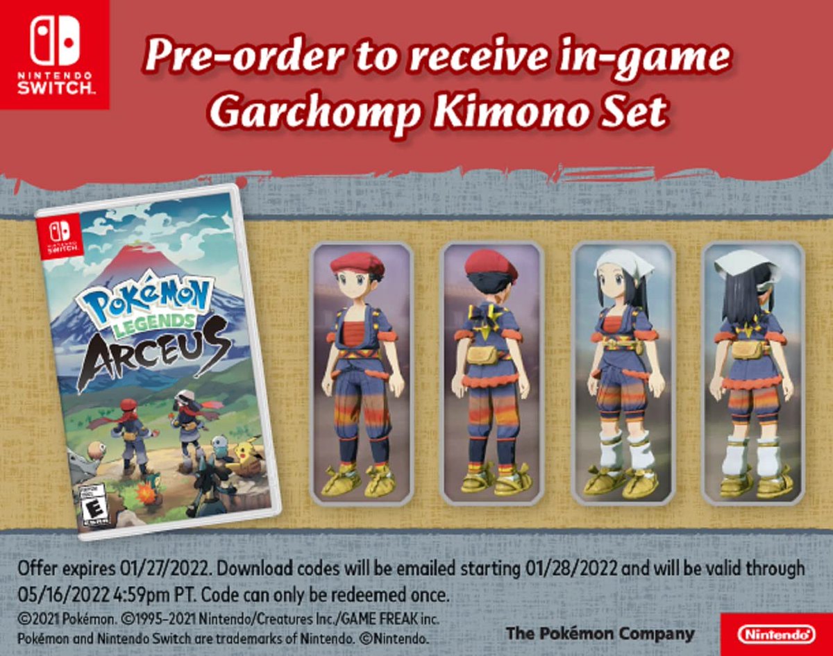 TechFindery's tweet image. Don't forget you can still #preorder your copy of #PokemonLegendsArceus on #Amazon before its release on Jan 28th!! Includes downloadable #BonusContent!

amzn.to/3nSP5tQ

#amazonfinds #PokemonLEGENDS #Pokemon #NintendoSwitch