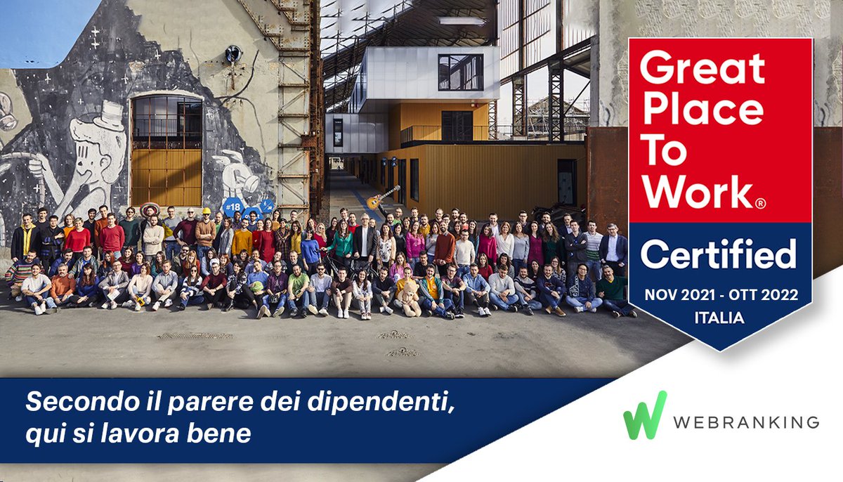 🎊 Complimenti a #Webranking per aver ottenuto anche quest’anno la #Certificazione di #GreatPlaceToWorkItalia.
🔗 Scoprite di più sull’azienda: hubs.ly/Q012Dv4p0 

#gptw #lavoro #aziende #GreatPlaceToWork #employerbranding #employees #gptwcertified #award <a href="/wr_it/">Webranking</a>