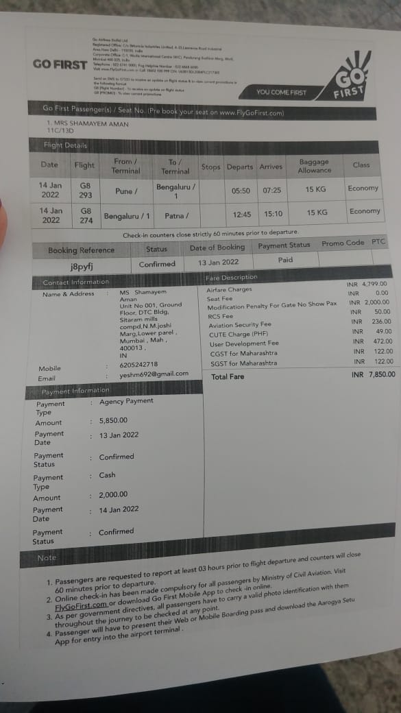 veera_yash's tweet photo. @imangel2006 @GoFirstairways They even misbehaved with my sister at check-in gate and denied her to checkin despite reaching 30 minutes prior. Just because they can charge extra money for rescheduling the flight. They don't even respond to calls and mails. Worst airlines with worst services. #goair #gofir https://t.co/RP9qiYAQoE