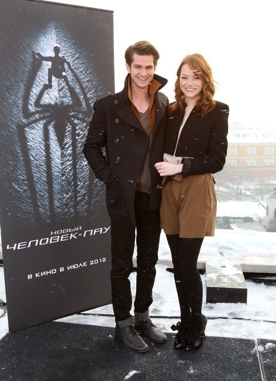 January 24, 2012: Emma attends ‘The Amazing Spiderman’ Photocall in Moscow, Russia with Andrew Garfield
