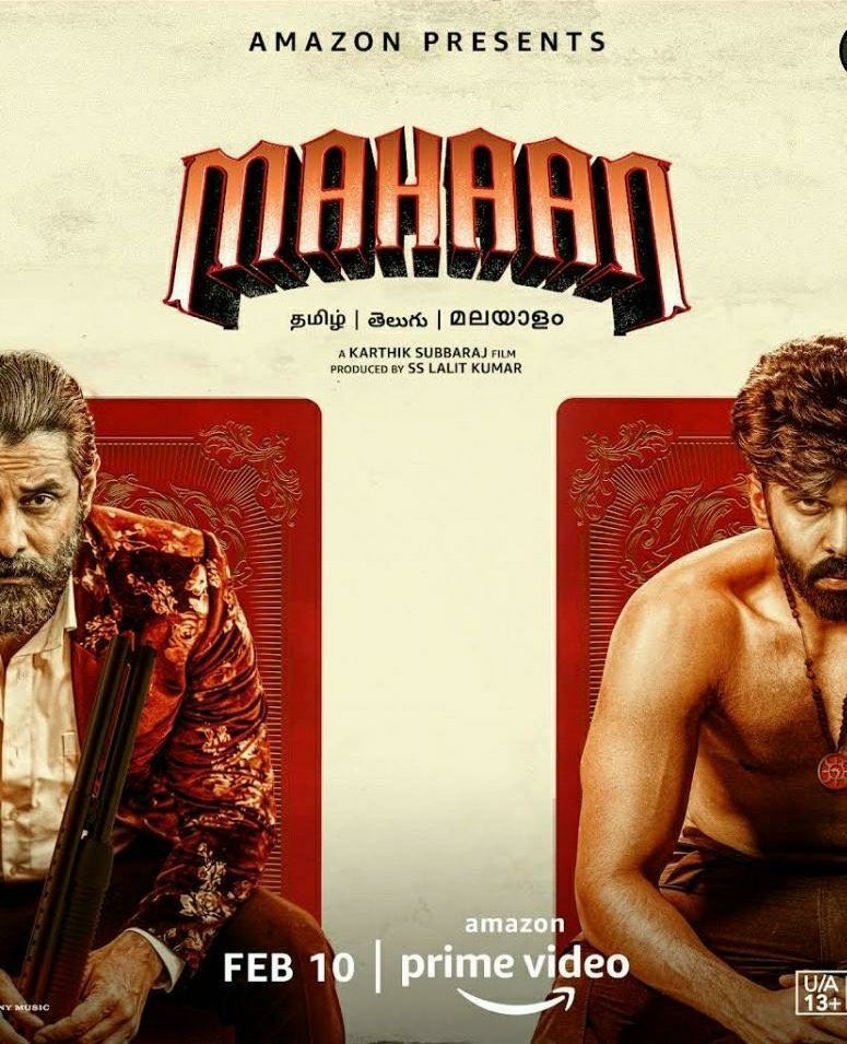 letscinema's tweet photo. #Mahaan (Tamil, Telugu, Malayalam) set its direct-to-digital premiere date on Amazon Prime, February 10th. 

Vikram | Dhruv | Karthik Subbaraj. https://t.co/lJz40tLxHf