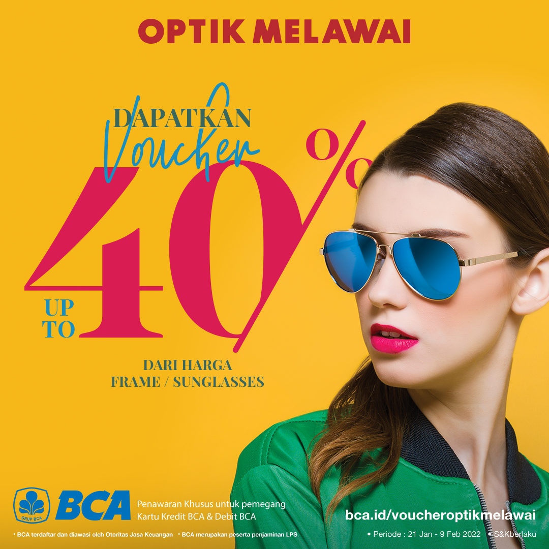 Beli frame* atau sunglasses dan dapatkan voucher hingga 40%*. Segera kunjungi Optik Melawai di Mall Metropolis Town Square
Periode: 21 Jan - 9 Februari 2022.

*Syarat dan ketentuan berlaku
#Optik #Optic #Optikmelawai #glasses #sunglasses #glassesframe #metropolistownsquare