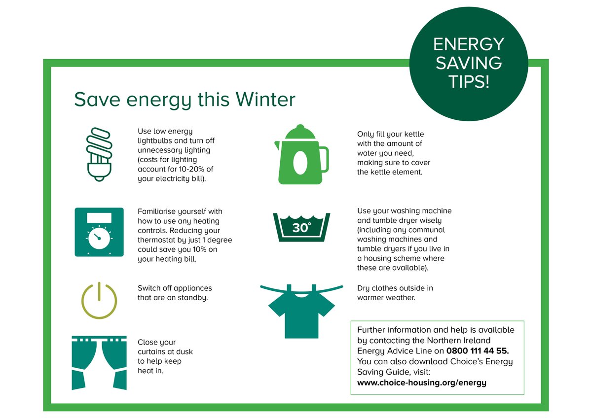 Choice_Housing's tweet photo. Here our our tips to help you save energy this winter #energysaving #staywarm #savemoney #cosyhomes https://t.co/rZlLc89YZJ