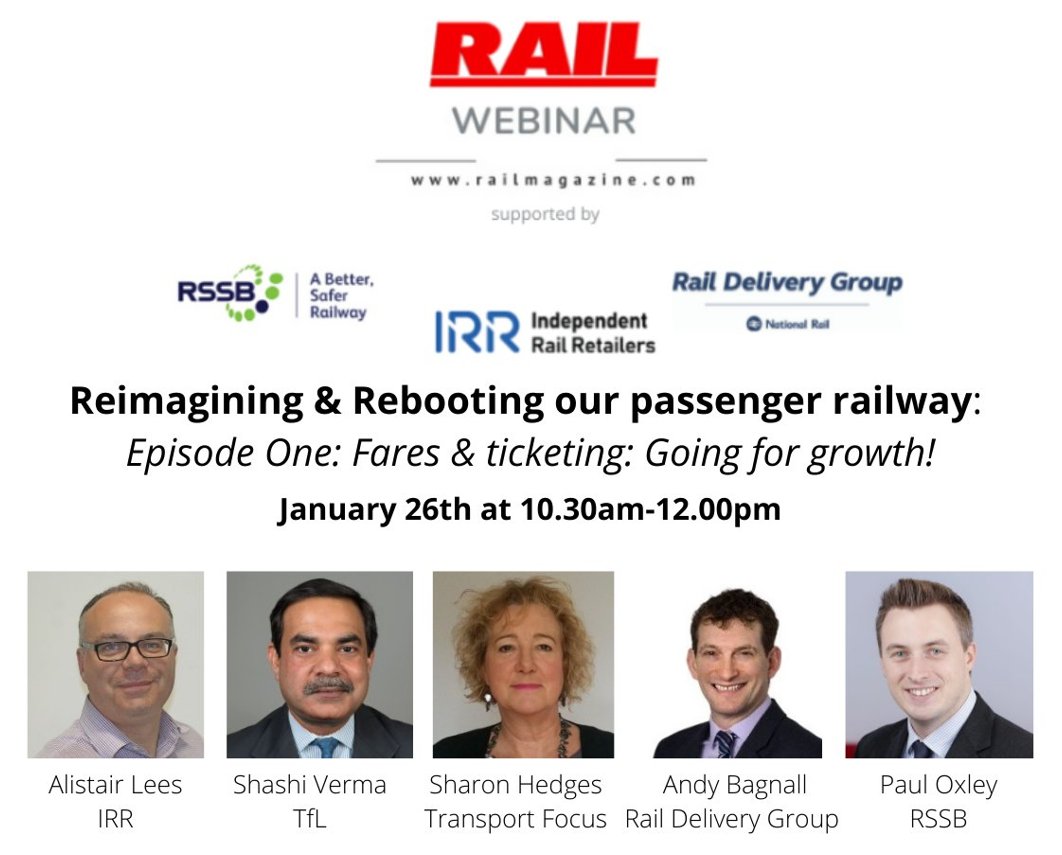 RSSB_rail's tweet photo. How do we reboot rail’s offer as a green, value-for-money proposition? 

Join us on 26 Jan with @RailDeliveryGrp, @TransportFocus, @TfL and the Independent Rail Retailers to discuss how fares and ticketing need to adapt – all chaired by @RAIL. 

Register: https://t.co/8A8iex6Hbp https://t.co/cWCkh34Nnj