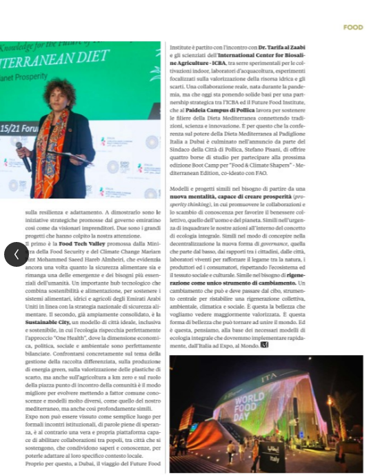 Ffoodinstitute's tweet photo. Da #ExpoMilano ad @expo2020dubai, passando per il #PaideiaCampus di #Pollica.
Il nostro attuale modello di #EcologiaIntegrale è vincente ed è l'unico strumento di cambiamento.
Su #TheMapReport l'intervista di @saroversi 👇 https://t.co/ncARC4AFWW