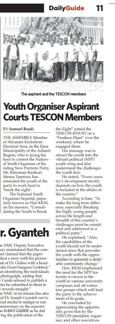 0543114243_JAD's tweet photo. This is what we the Youth of the New Patriotic Party we are looking for. Someone who can come down to our level and work with us no matter the circumstances. Hon. KKM have indeed proven to us that he is capable of doing the work🇨🇷🇨🇷🇨🇷🇨🇷🔥🔥🔥🔥🔥🔥🔥 https://t.co/x9WPoWbXwB