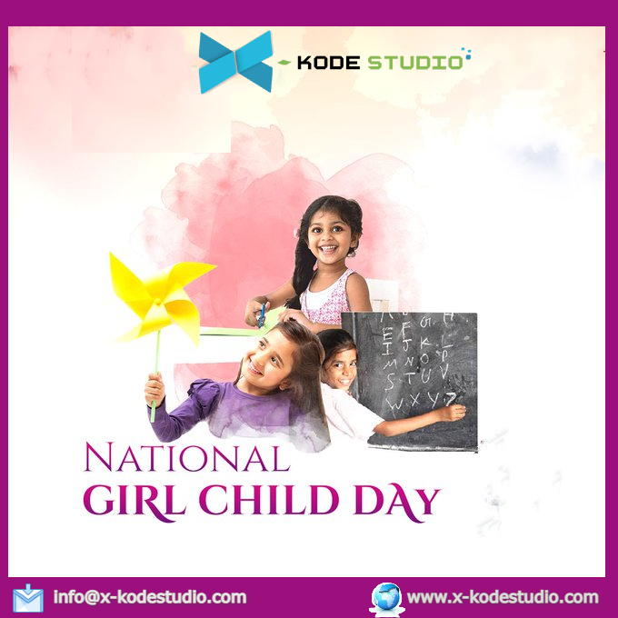 XKodeStudioLLP2's tweet image. A girl child is a pride and future of the nation. Empowering girl child means empowering our future.

On this #NationalGirlChildDay, let&apos;s take pledge to educate and empower our girl child. #happynationalgirlchildday