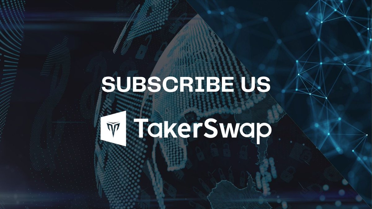 We are happy to see your interest in TakerSwap😉
✨To make sure you don’t miss any valuable info, please subscribe to our channels✨

t.me/Takerswap
x.com/TakerSwap
medium.com/@Takerswap

#swap #crypto