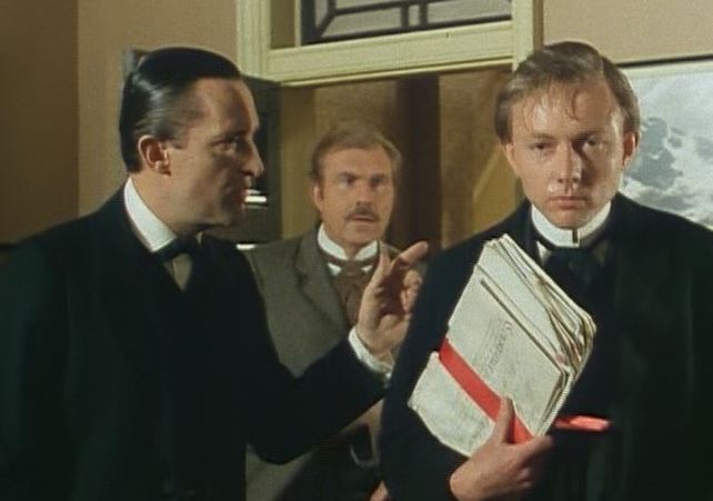 CupHolmes's tweet photo. Need another Jeremy Brett Sherlock Holmes fix? The Norwood Builder is on ITV4 in the UK today at 1.20pm and on catch up. "The unhappy John Hector McFarlane" visits 221B in search of help. https://t.co/JXG3QOSAXb