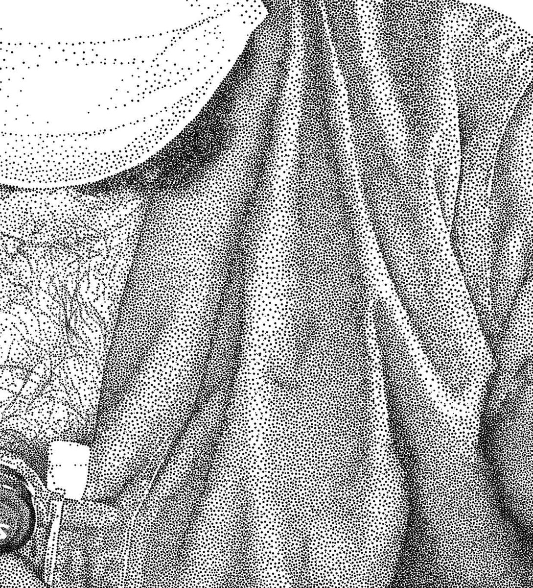 A closer look at my portrait of Prashanth ⁠
.
.
.
#nhs portraits #nhsheroes #welshartist #dotwork #penandink