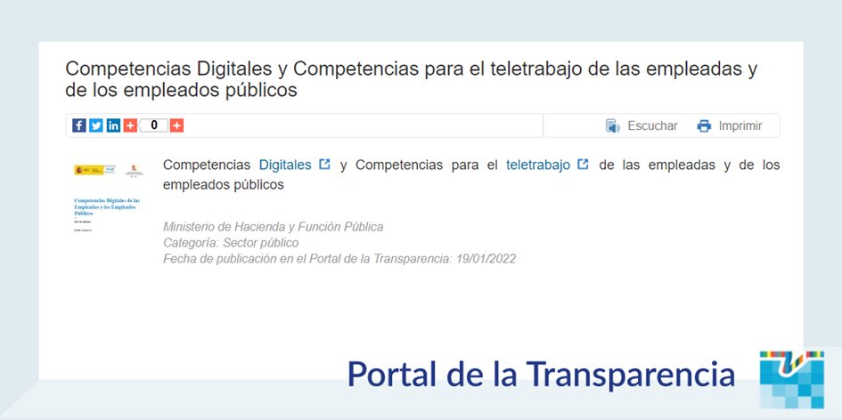 transparencia_e's tweet photo. Competencias Digitales y Competencias para el teletrabajo de las empleadas y de los empleados públicos @Haciendagob @INAP_ES 
▶️https://t.co/YQYqylX7iv https://t.co/WZeDq24AY3