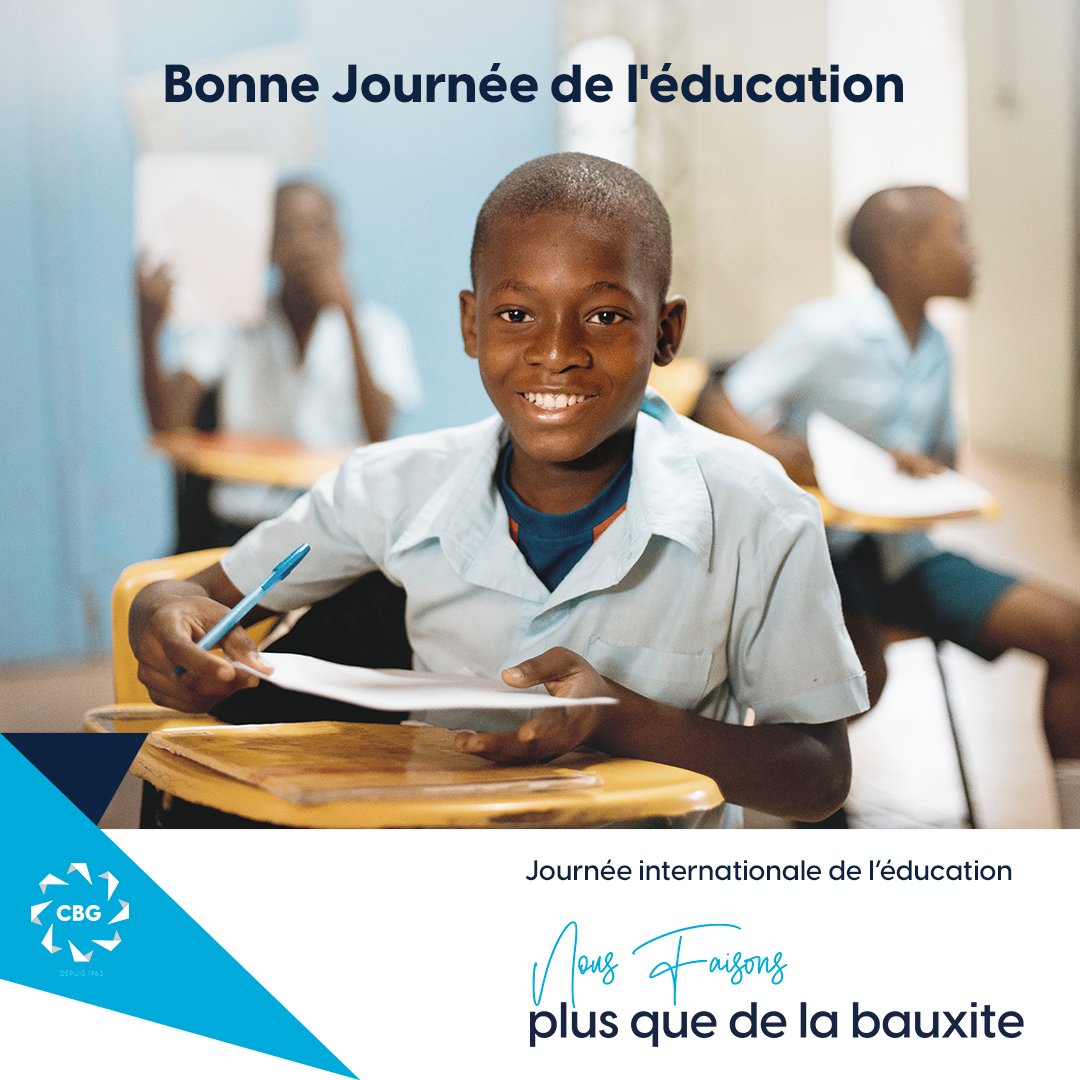 CBG_Guinee's tweet photo. Le Monde célèbre aujourd’hui, la journée internationale de l’éducation.
L’éducation est un droit humain et nous en faisons un fer de lance dans nos interventions en faveur des communautés locales en Guinée.
#nousfaisonsplusquedelabauxite #guinee #mining #kamsar #sangaredi https://t.co/kmFVulxFV5