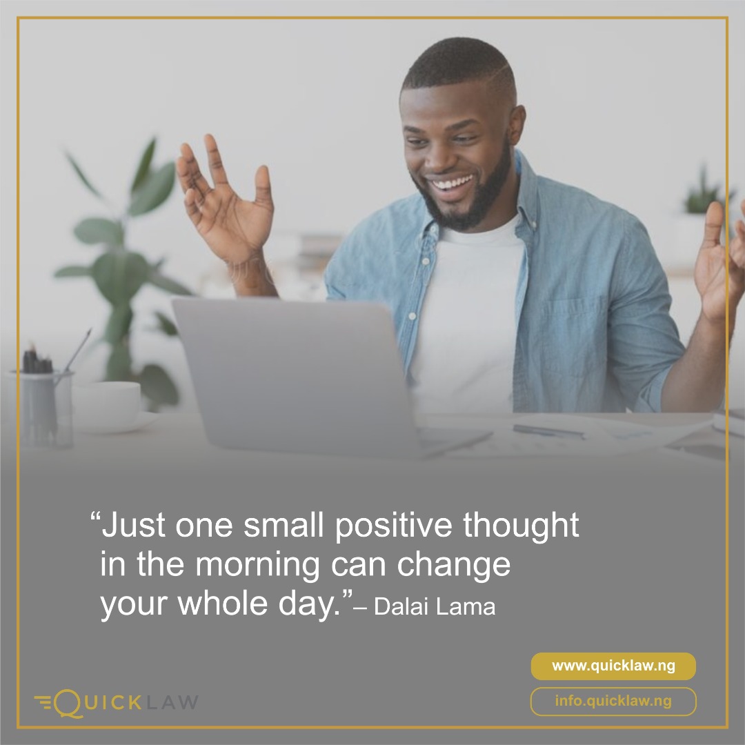 quicklaw_ng's tweet photo. It’s always best to start your morning on with a positive mindset.
Share with us the quotes that keep you going through the week?
#quicklaw #quicklawng #lawyering #nigerianlaw #business #mondaymotivation #productivity #goals #newweek #newgoals https://t.co/zIC6MCfHQV