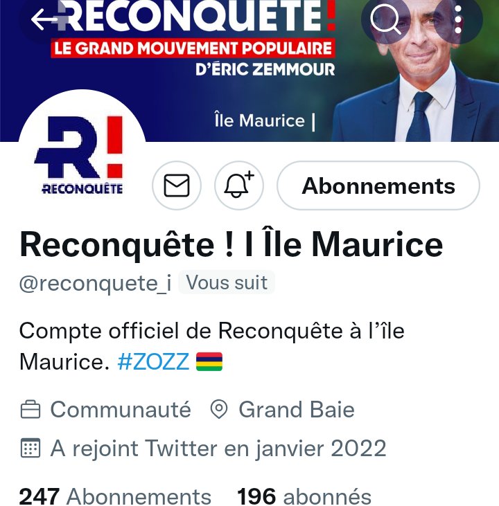 INFO🚨Mes amis abonnés😉 ainsi que l'équipe #JambonBeurre 😉notre ami <a href="/reconquete_i/">Reconquête ! I Île Maurice</a> 👍aurait besoin d'un petit coup de pouce pour grossir sa TL!Et ainsi lui donner plus de visibilité!Merci de vous abonner à lui!Merci n'oubliez pas tous ensemble nous sommes plus forts!🇨🇵💪👍👌