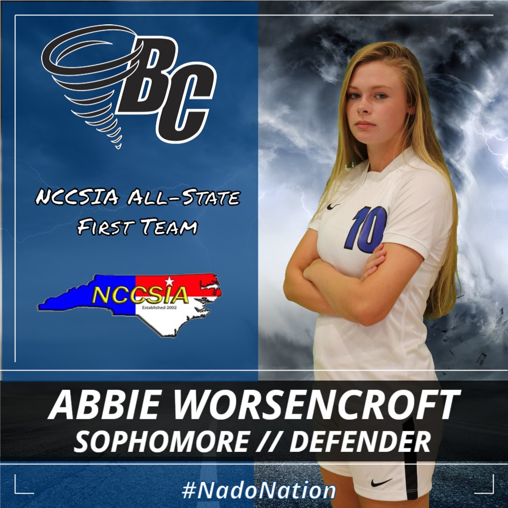 Women's Soccer: BREAKING NEWS - Congrats to <a href="/BCWS_Tornados/">Brevard Soccer (W)</a>' Abbie Worsencroft for being selected to the NCCSIA's All-State First Team! #NadoNation #d3wsoc #d3soccer