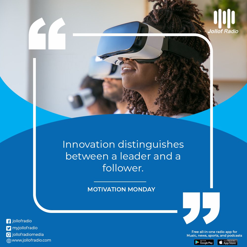 myjollofradio's tweet photo. Ideas and thoughts birth outstanding innovations. Put your mind to work today.
We are still Jollof Radio, your one-stop plug for #everythingaudio.
#JollofMondayMotivation
https://t.co/tojkbN59Gh
Follow us on Instagram: @jollofradiomedia
#jollofradio
#jollofradiomedia
#podcasts https://t.co/ru5AipI5GW